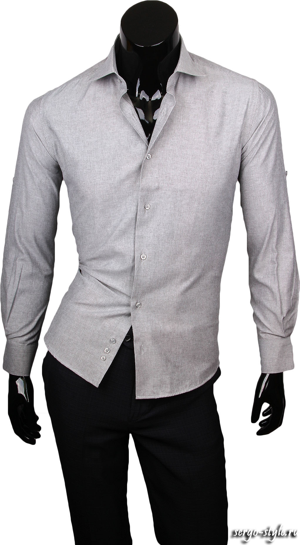 Рубашка Paolo Bertolucci приталенная цвет серый однотонный купить в Москве недорого