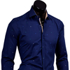 Синяя приталенная рубашка в разноцветных звездах купить