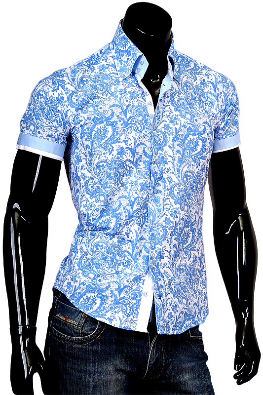 Рубашка Alex Dandy приталенная цвет белый в восточных огурцах купить в Москве недорого