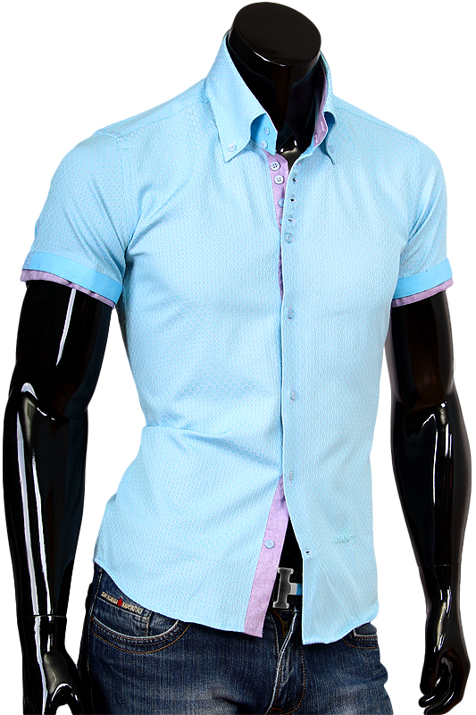 Рубашка Alex Dandy приталенная цвет голубой однотонный купить в Москве недорого