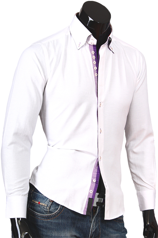 Рубашка Alex Dandy приталенная цвет белый однотонный купить в Москве недорого