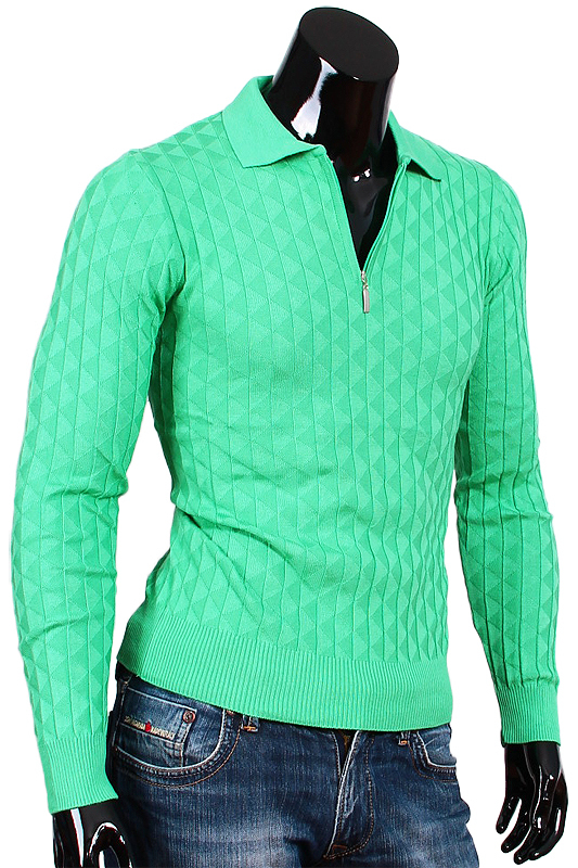 Рубашка поло Signore приталенная цвет зеленый в ромбах купить в Москве недорого
