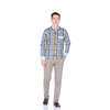 Голубая комбинированная приталенная мужская рубашка Louis Fabel 4521-30