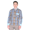 Голубая комбинированная приталенная мужская рубашка Louis Fabel 4521-30