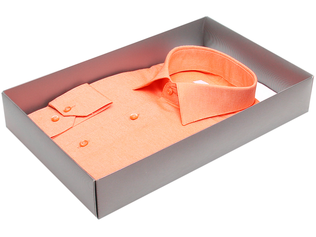 Мужская рубашка Fitmens приталенная цвет оранжевый однотонный купить в Москве недорого