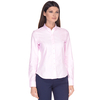 Яркая приталенная рубашка розового цвета с двойным воротником