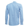 Стильная приталенная рубашка синего цвета в горошек