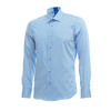Стильная приталенная рубашка синего цвета в горошек