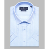 Голубая приталенная мужская рубашка 7001-25 в полоску с коротким рукавом-4
