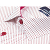 Белая приталенная рубашка в бордовый горошек с коротким рукавом-2