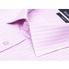 Розовая приталенная рубашка в полоску с коротким рукавом-2