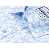 Голубая приталенная рубашка в цветах с коротким рукавом-2