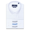 Белая комбинированная мужская рубашка в горизонтальную полоску с длинными рукавами-3