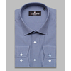 Серо-голубая приталенная рубашка в клетку с длинными рукавами-4