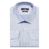 Голубая приталенная рубашка меланж с длинными рукавами-3