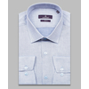 Голубая приталенная рубашка меланж с длинными рукавами-4
